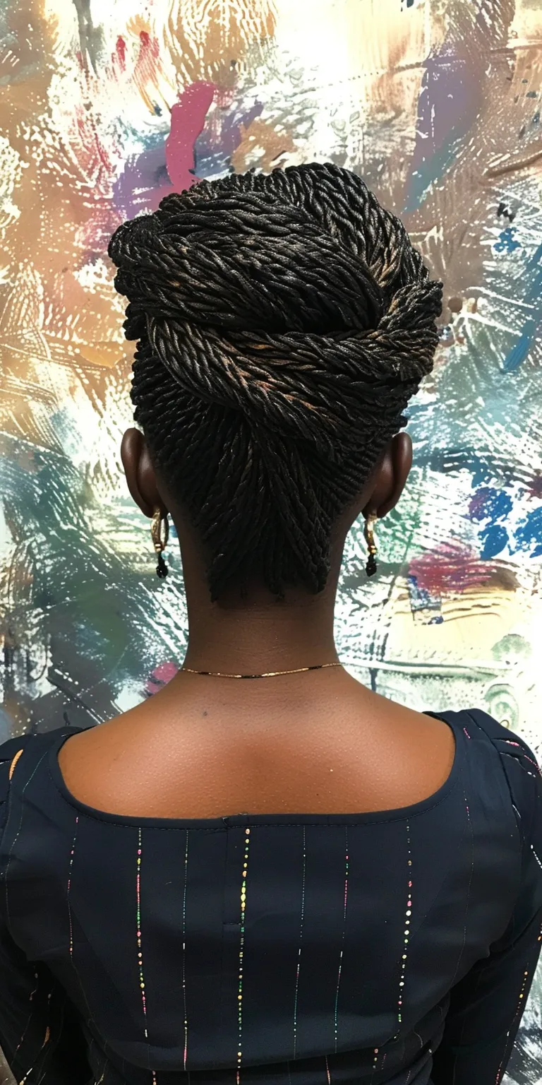 senegalese twist Digital perm, French twist, Hair twists, Asymmetric cut, Updo