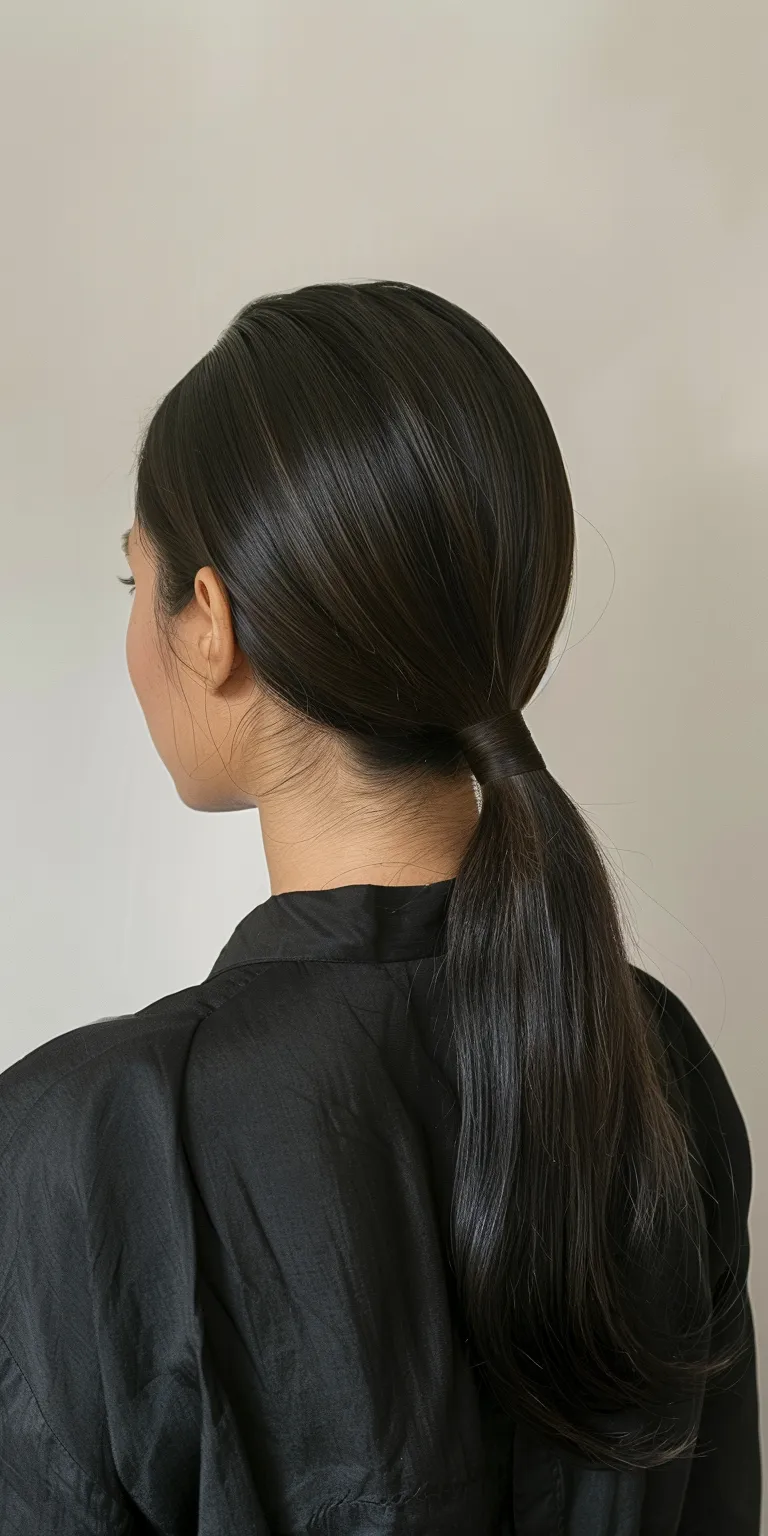 haircuts for straight hair Asymmetric cut, Japanese women's hairstyles, French twist, Ponytail, Chignon