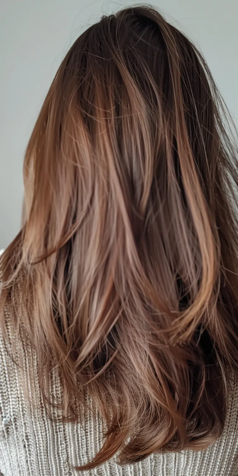 hair stylist Layered hair, Asymmetric cut, Curtained Long Feathered