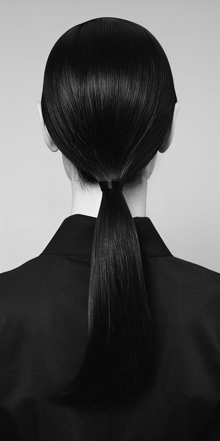 sleek ponytail Asymmetric cut, Chignon, French twist, Japanese women's hairstyles, Ponytail