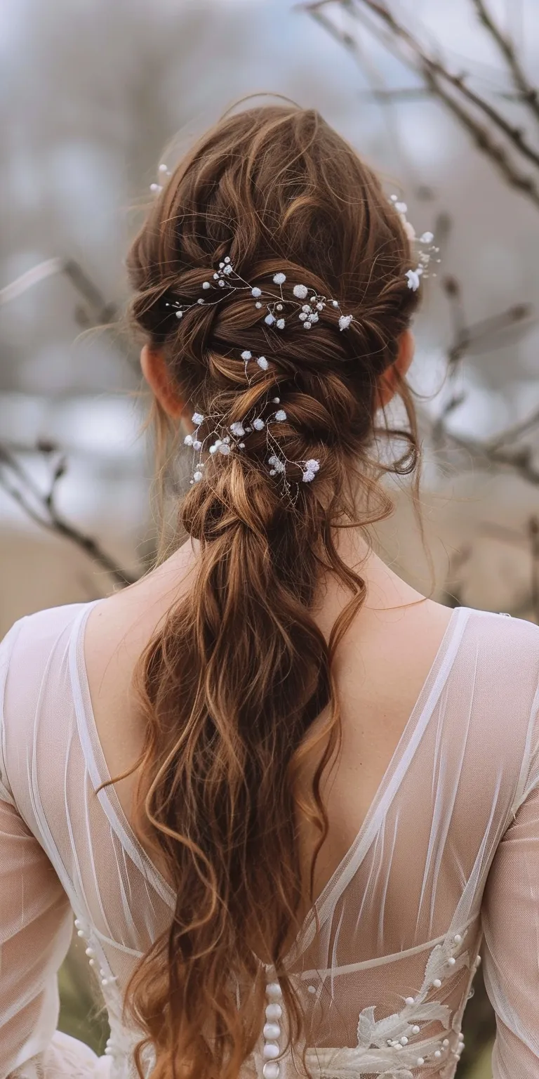 hairstyles for long hair women Milkmaid braid, Boho braids, Waterfall Updo, French braid