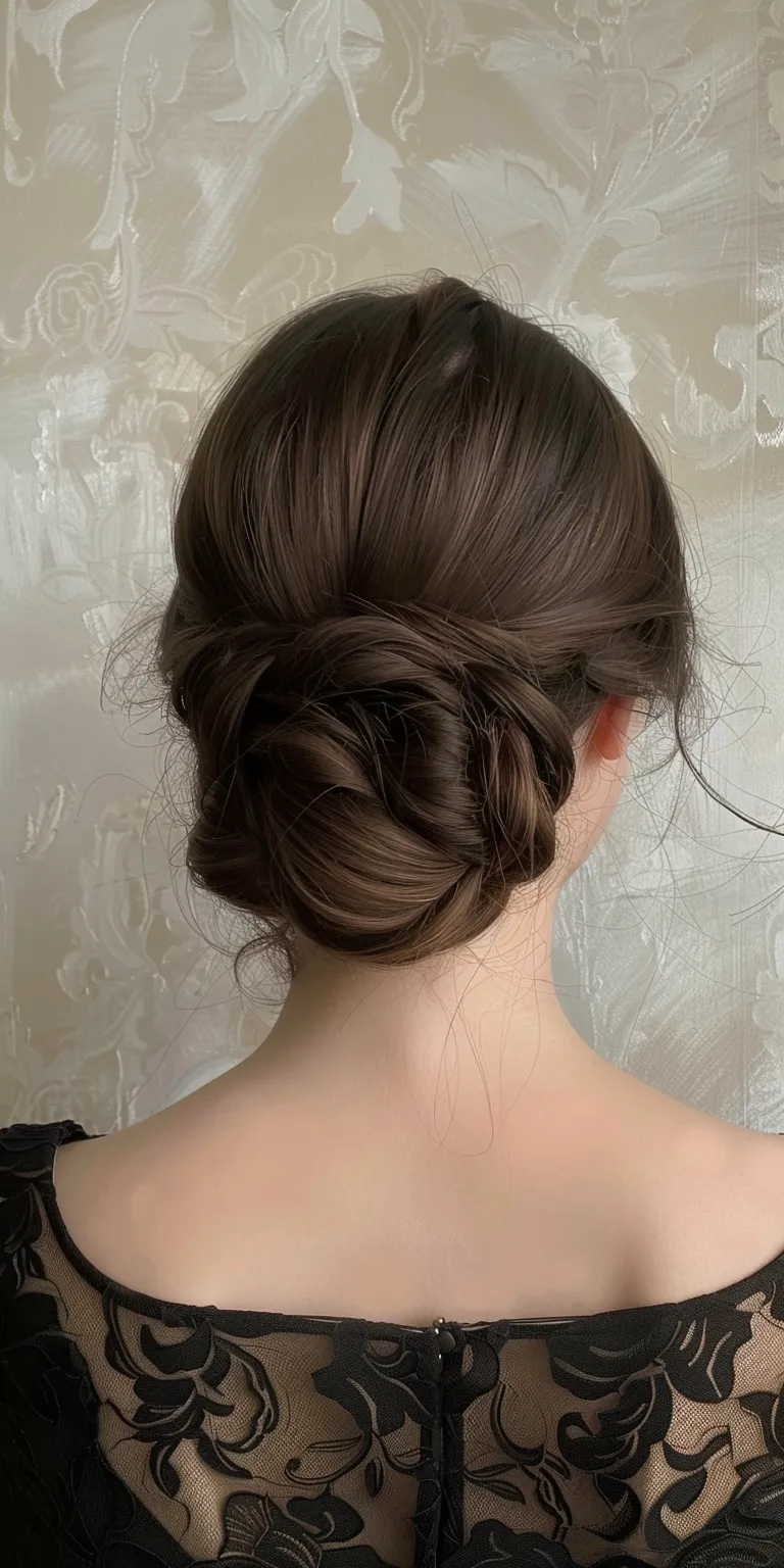 side bun hairstyle Updo, Chignon, French twist, Milkmaid braid, Ballerina