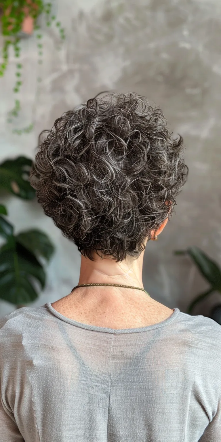 short haircuts for curly hair Digital perm, Asymmetric cut, Short brush Layered hair, Professional cut