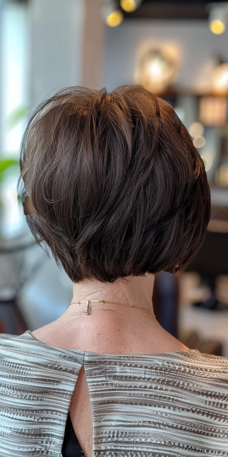 short bob with fringe Short brush cut, Asymmetric Digital perm, Professional Butterfly haircut