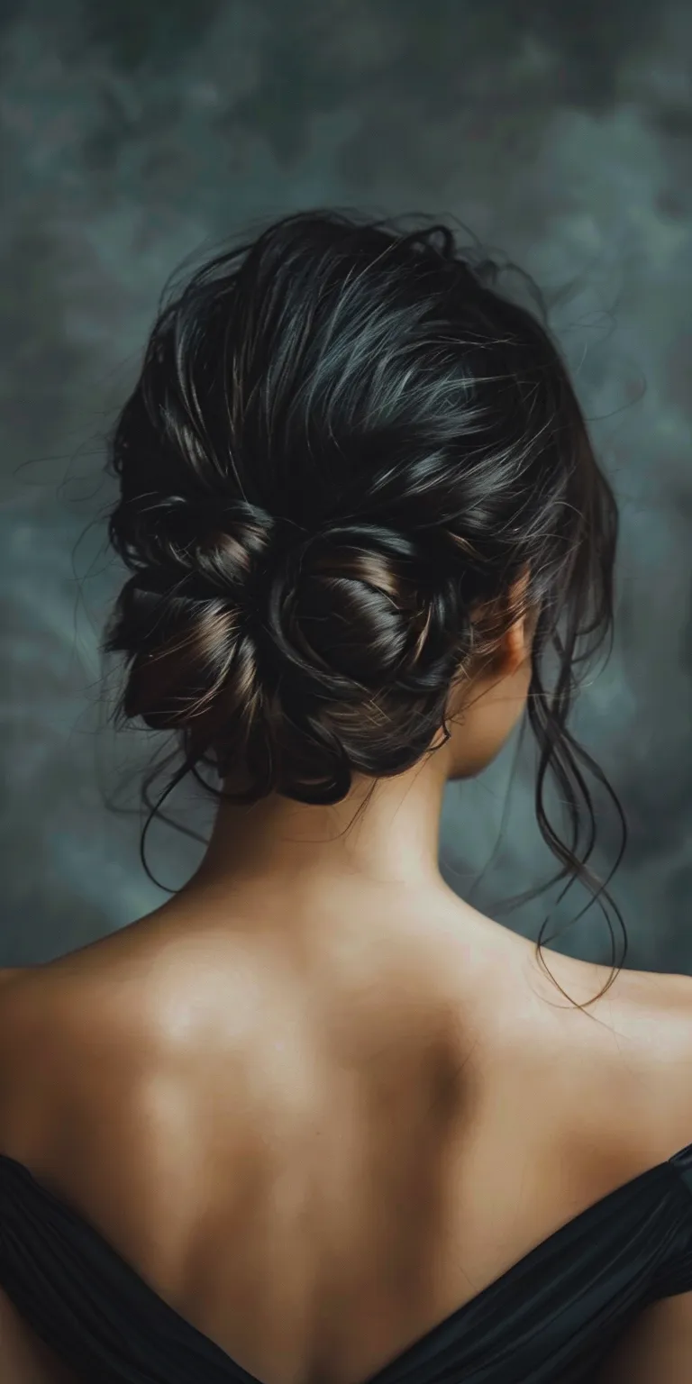 side bun hairstyle Updo, Chignon, Milkmaid braid, French Waterfall braids