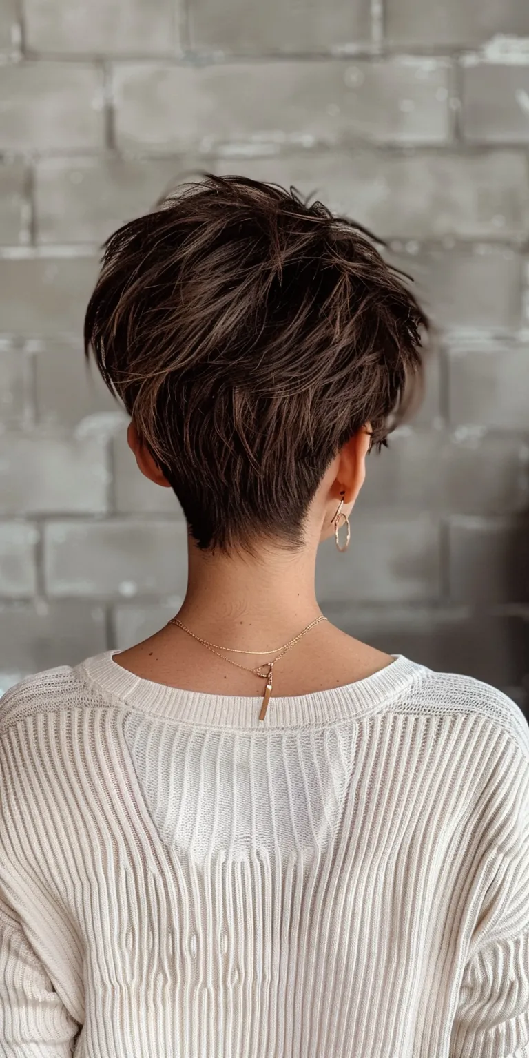 short edgy haircuts Asymmetric cut, Pixie Layered hair, Butterfly haircut, Chignon