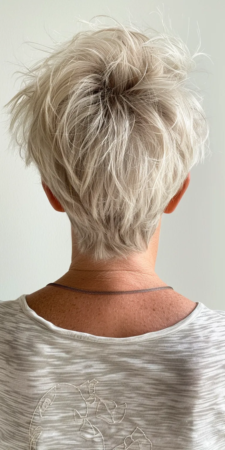 short shag haircuts for women Asymmetric cut, Short brush Pixie Tonsure, Digital perm