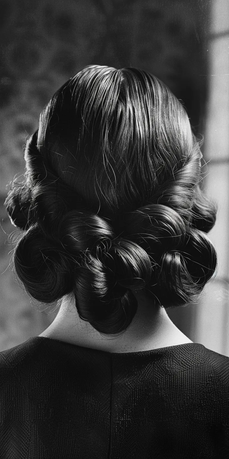 1930s hairstyles Chignon, Updo, Finger wave, Milkmaid braid, French twist