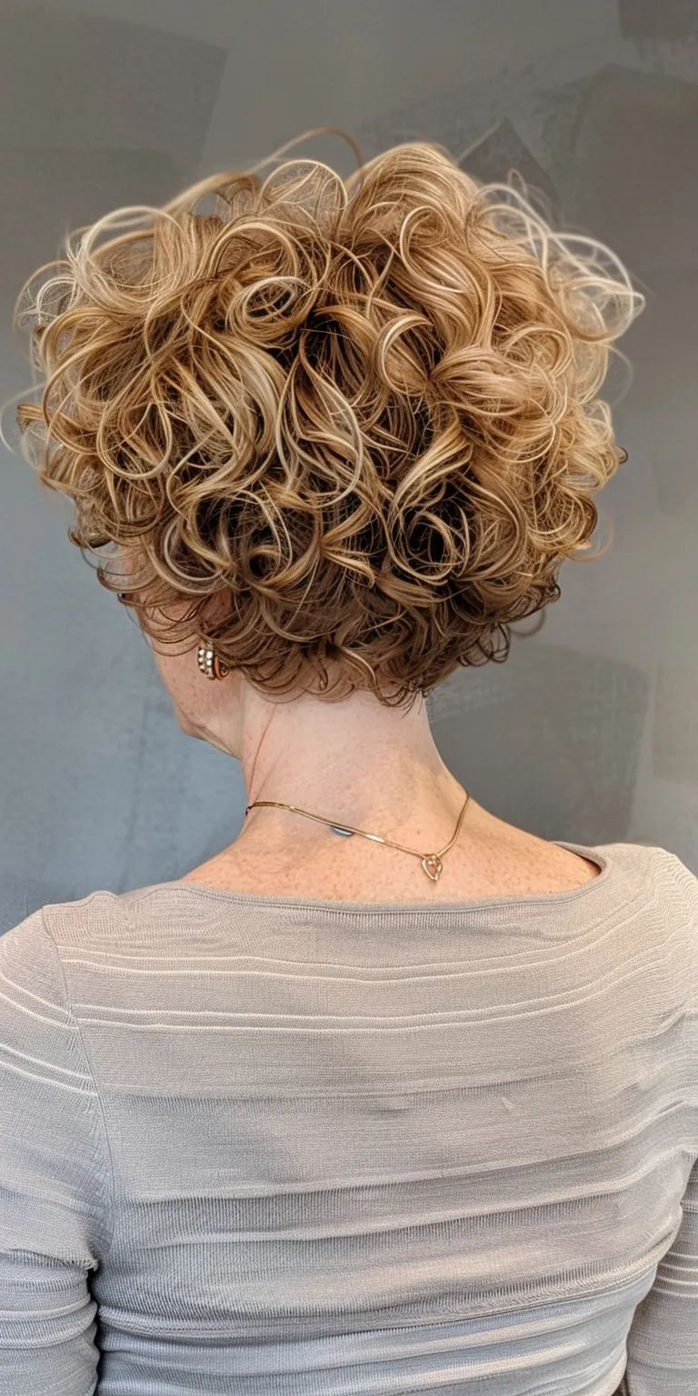 short curly hairstyles for women Digital perm, Asymmetric cut, Short brush Professional Updo