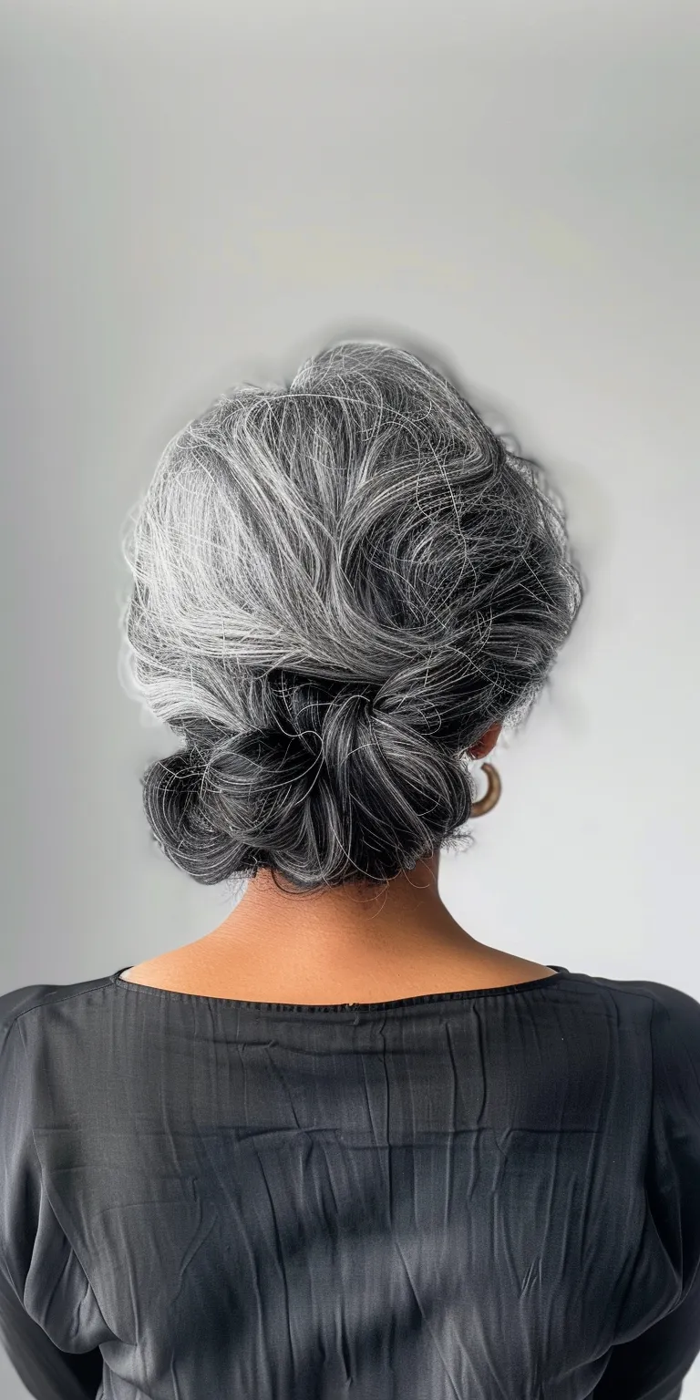 grey hair styles Finger wave, Digital perm, Updo, Chignon, French twist