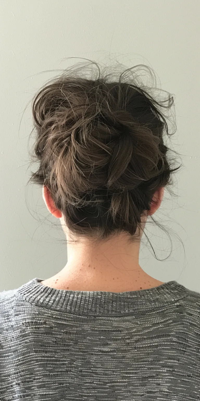 tomboy hairstyle Ballerina bun, Chignon, Updo, French twist, Digital perm