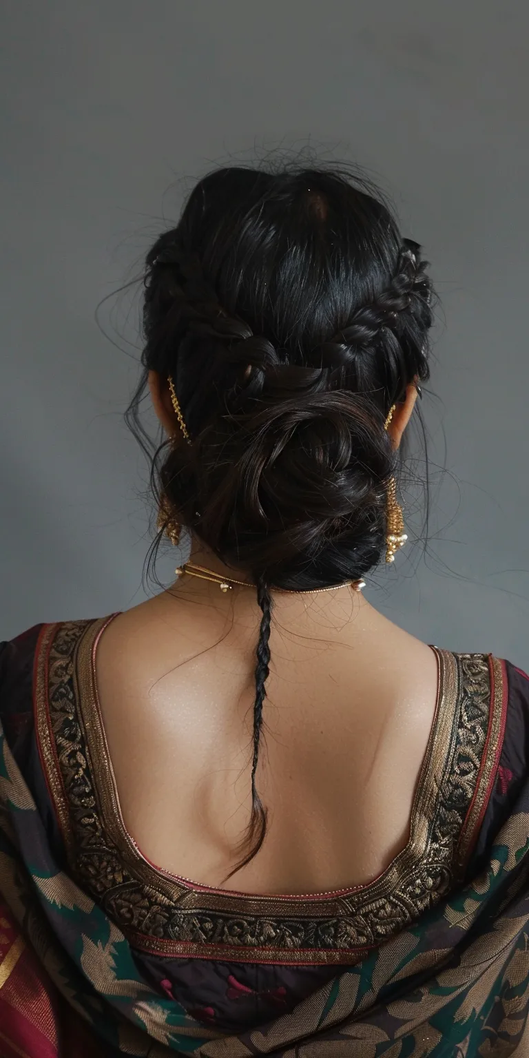 indian hair styles Updo, Milkmaid braid, Boho braids, Chignon, Braid