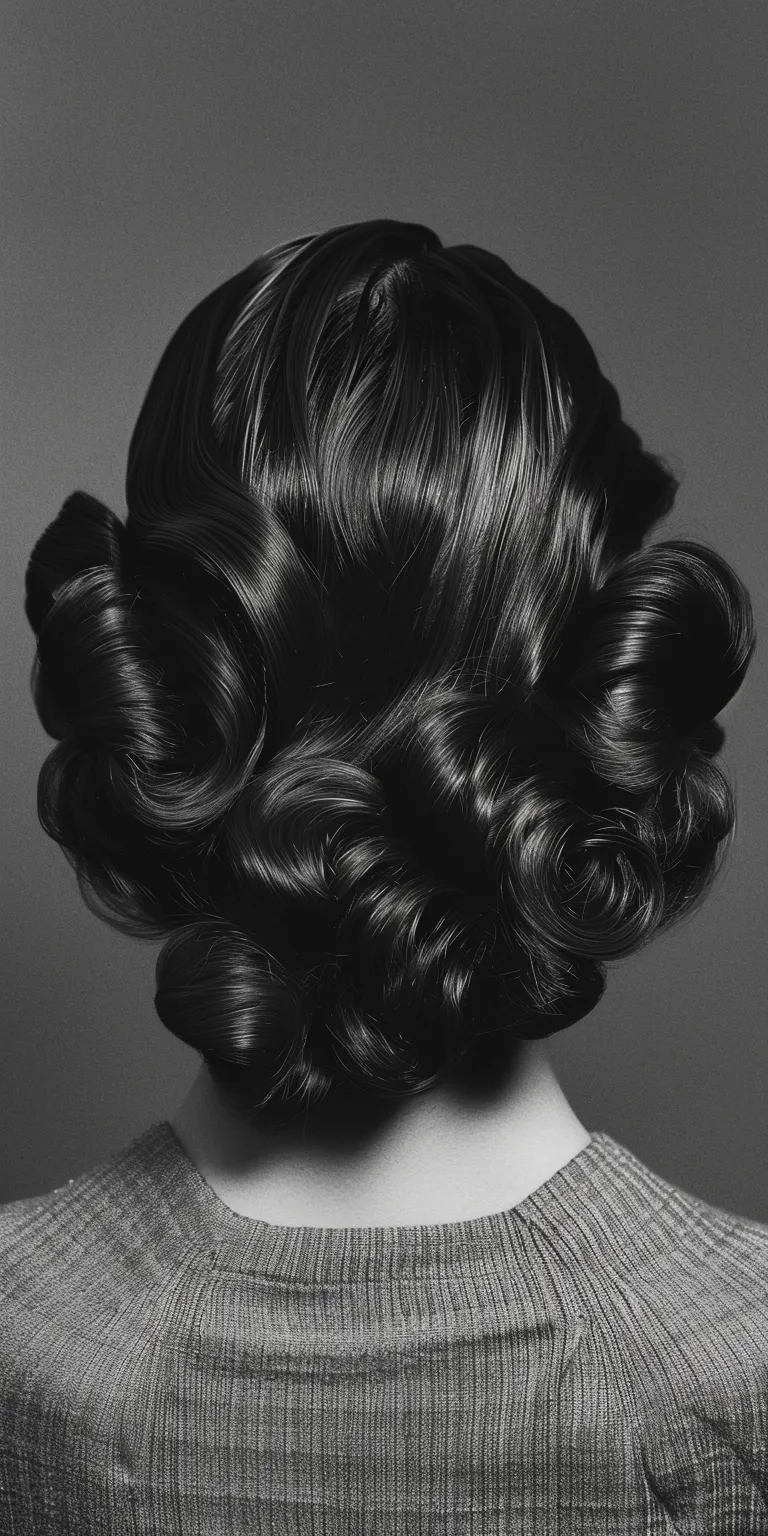 60s hairstyles women Finger wave, Chignon, Updo, Bouffant, Milkmaid braid