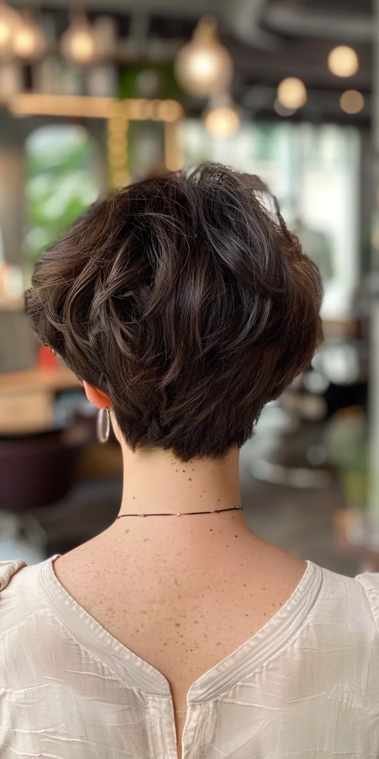 low maintenance haircuts thick hair Short brush cut, Asymmetric Pixie Updo, Digital perm