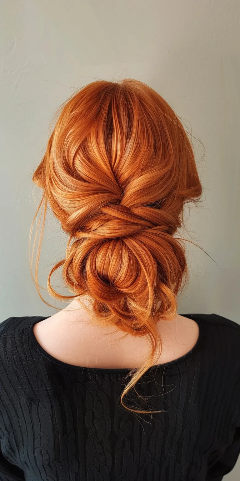 medium hair styles Updo, French twist, Chignon, braid, Waterfall braids