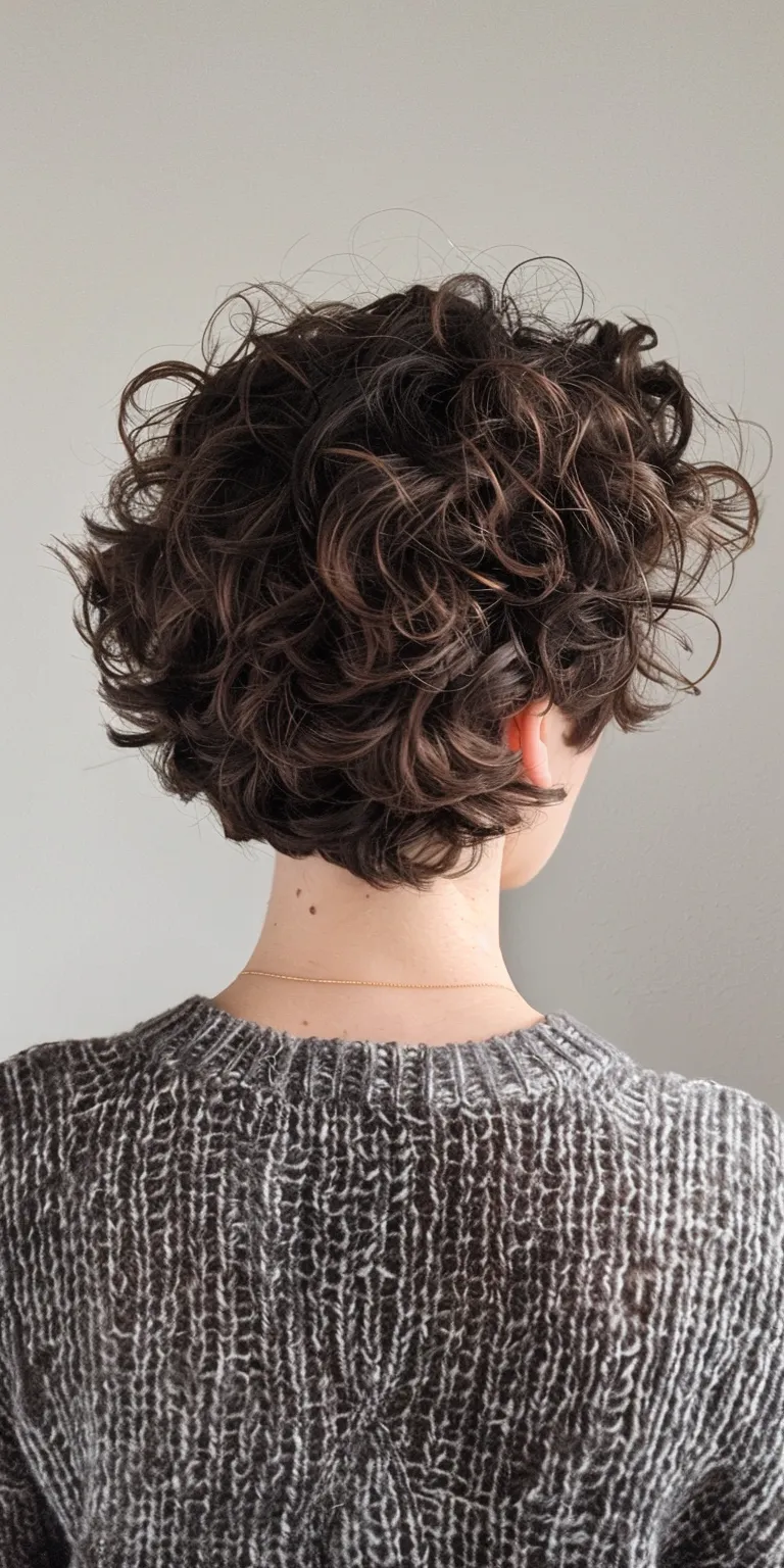 short haircuts for curly hair Asymmetric cut, Digital perm, Layered hair, Ringlets, Short brush cut