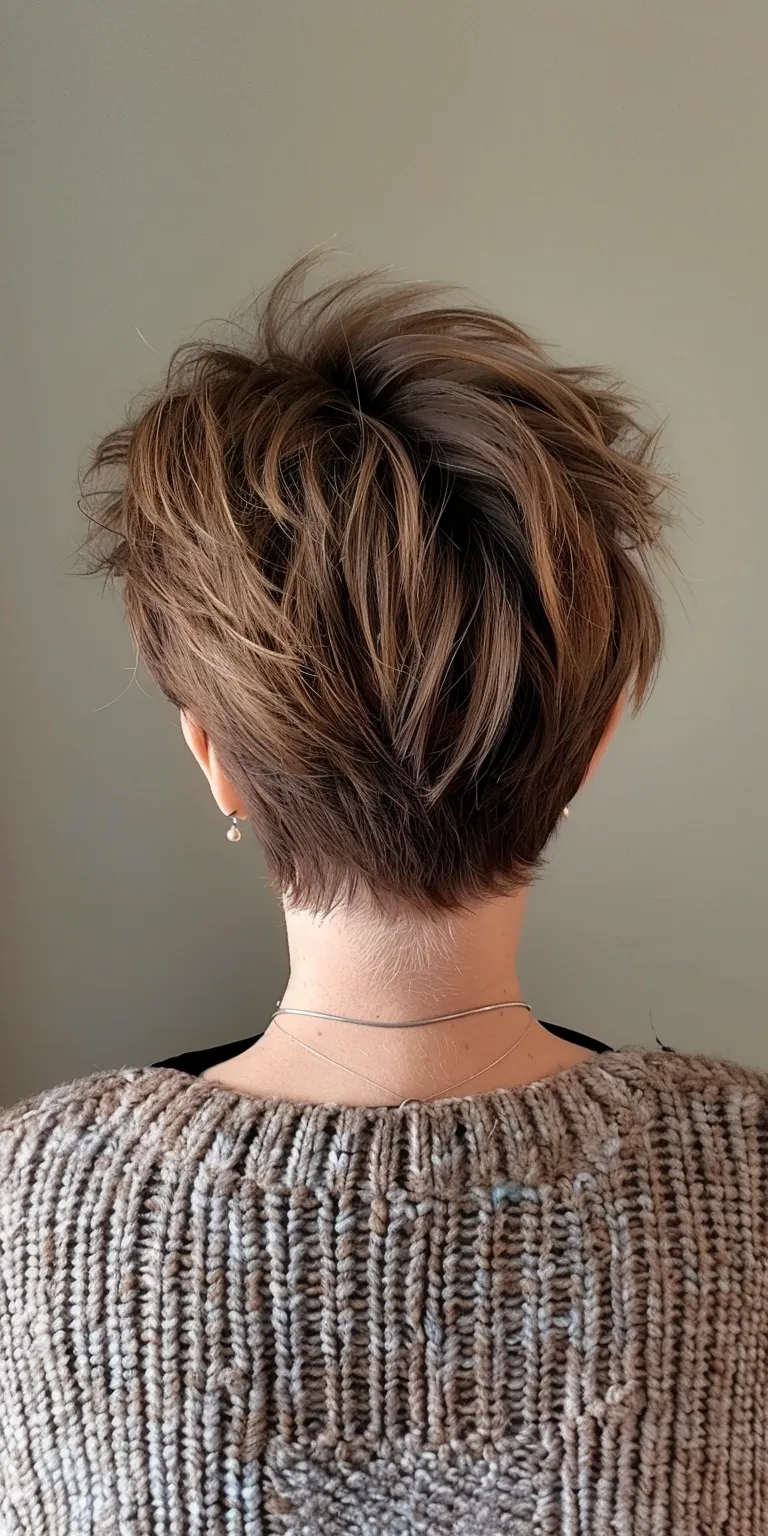 short layered haircuts Asymmetric cut, Short brush French twist, Pixie Updo