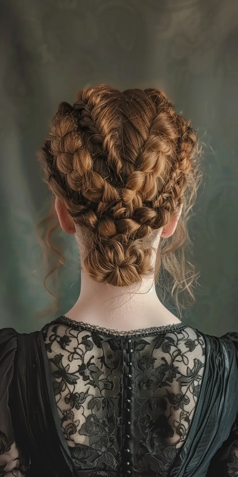 medieval hairstyles Milkmaid braid, Historical Christian hairstyles, Updo, French Digital perm