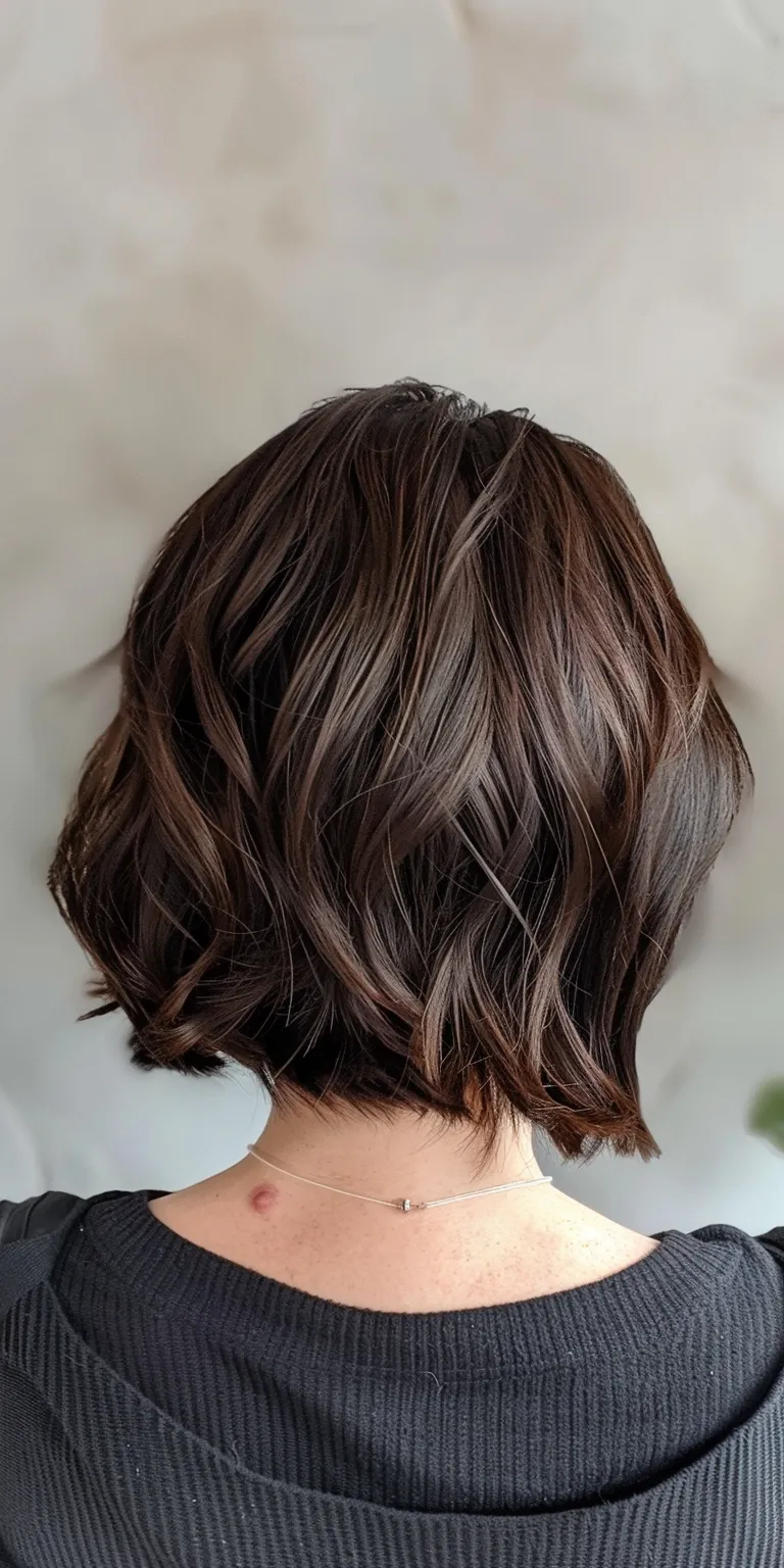 layered bob haircuts Asymmetric cut, Bob Layered hair, Digital perm, Short brush cut