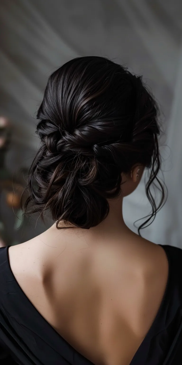 updo hairstyles for black hair Updo, Chignon, French twist, Milkmaid braid, Ballerina bun