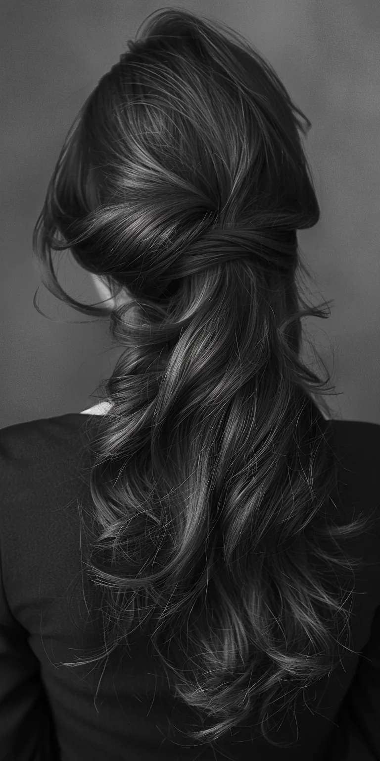 long haircuts Chignon, Updo, Layered hair, French twist, Ringlets