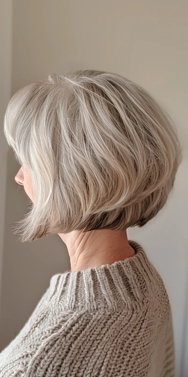 short hairstyles with bangs Asymmetric cut, Layered hair, Short brush Pixie Bob cut