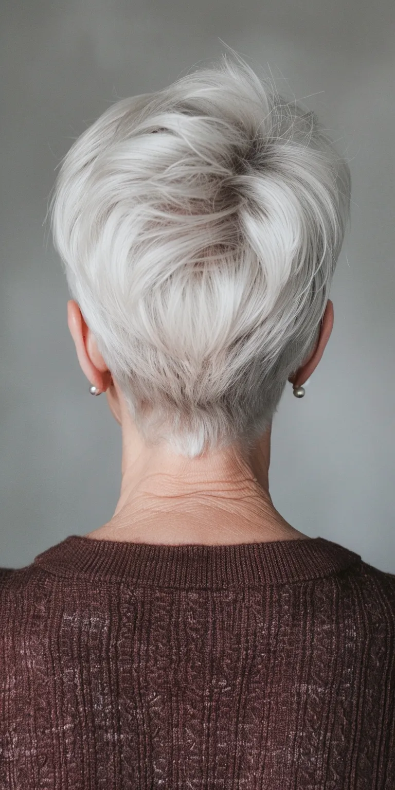 hair styles for over 60s Asymmetric cut, Pompadour, Feathered hair, Short brush Pixie cut