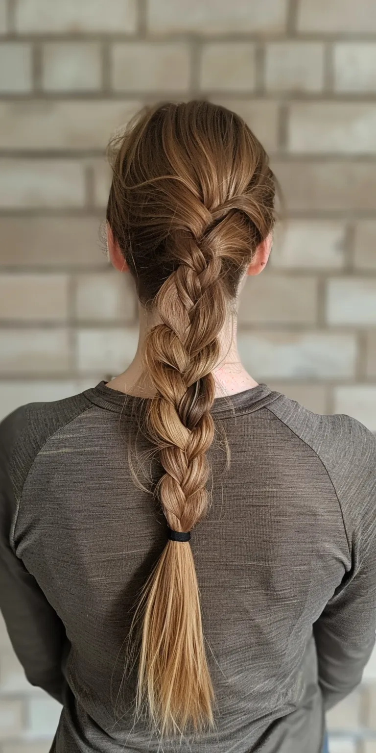 long ponytail French braid, Braid, Waterfall braids, twist, Milkmaid braid