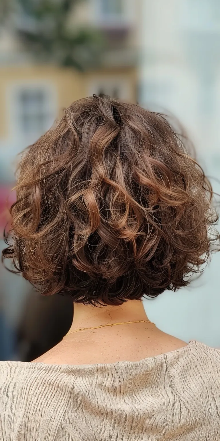 curly bob hairstyles Digital perm, Asymmetric cut, Layered hair, Professional Updo