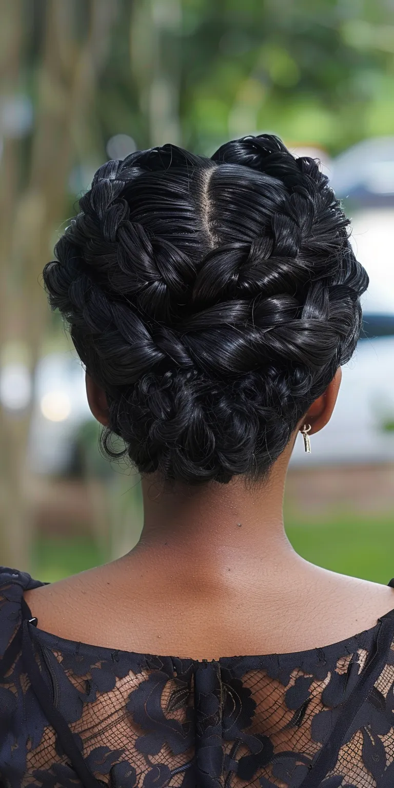 crown hairstyle French twist, Updo, Waterfall braids, Finger wave, Milkmaid braid