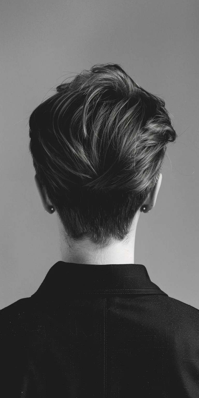 popular haircuts Pompadour, Asymmetric cut, Short brush back and sides, Chignon