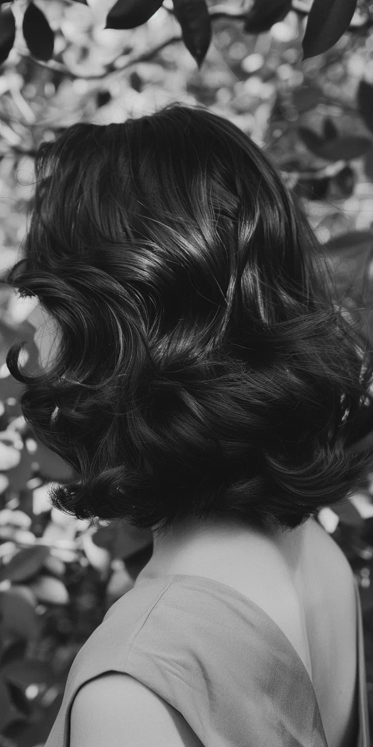 medium length haircuts Finger wave, Ringlets, Chignon, Bouffant, Milkmaid braid