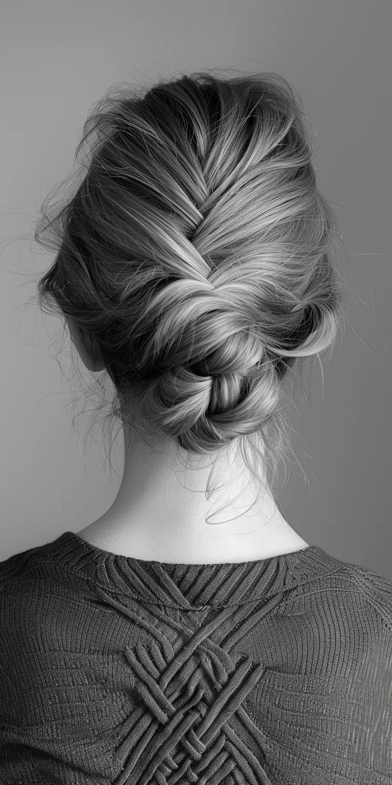 medium hair styles Chignon, French braid, Waterfall braids, Updo, Braid