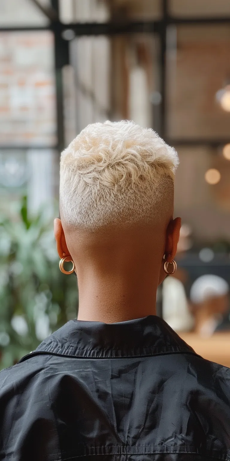 short blonde hairstyles Short brush cut, Mohawk, Asymmetric Pompadour, Digital perm