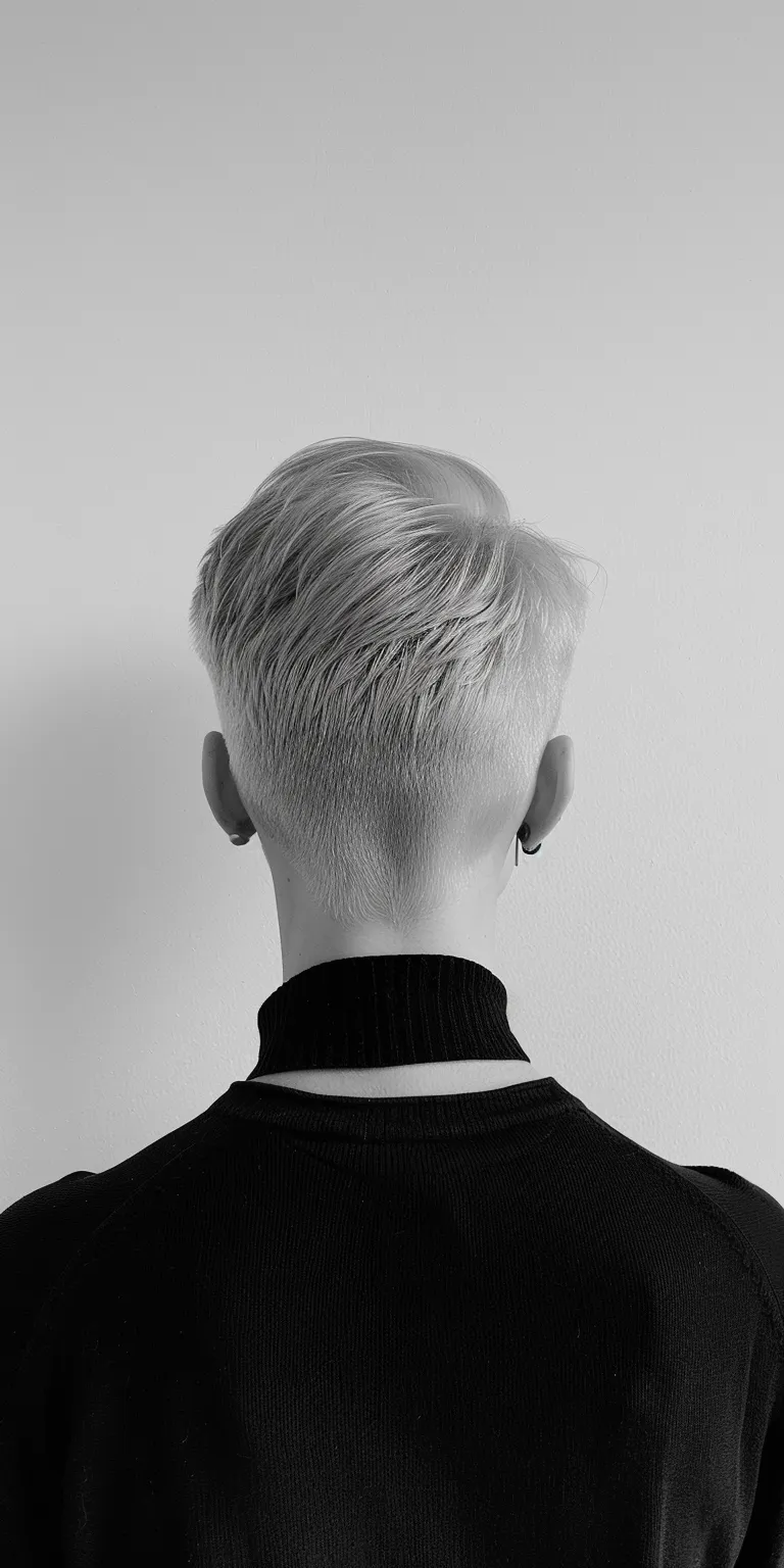 mid fade hairstyle Asymmetric cut, Short brush Pompadour, Tonsure, back and sides