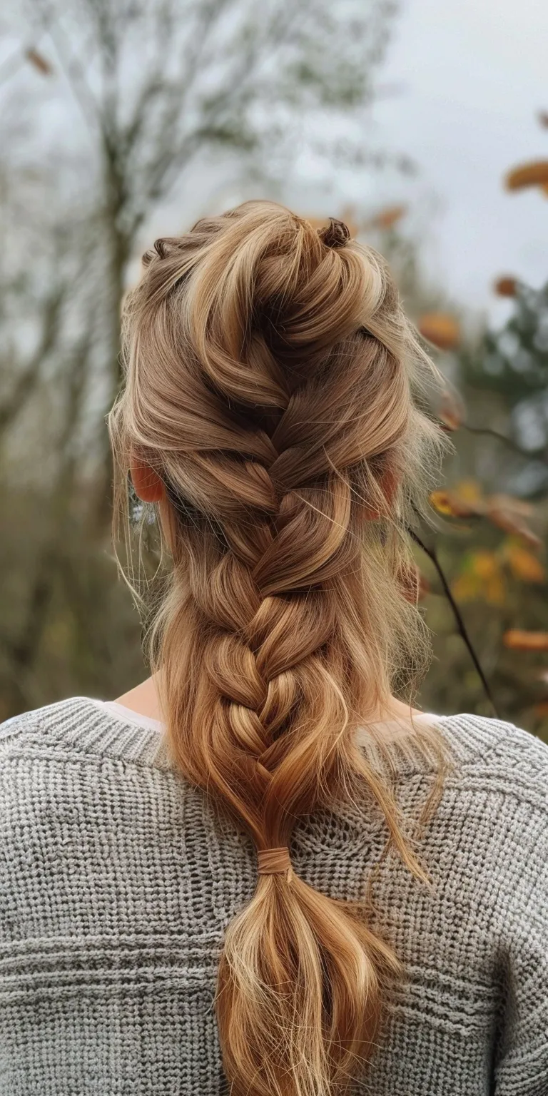 medium hairstyles for women Waterfall braids, French braid, Braid, Boho Updo