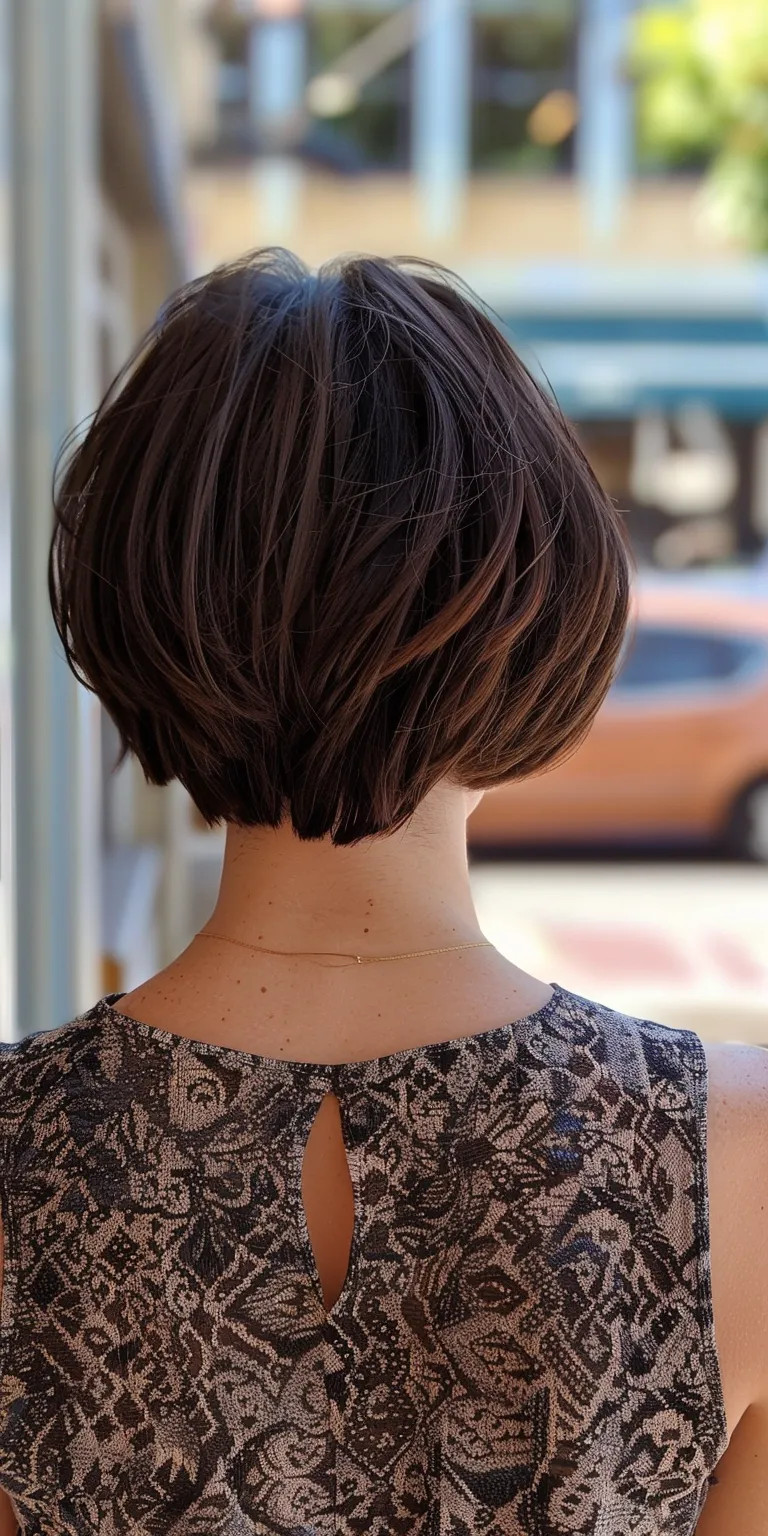 short layered hairstyles Short brush cut, Asymmetric Butterfly haircut, Pixie Bob cut