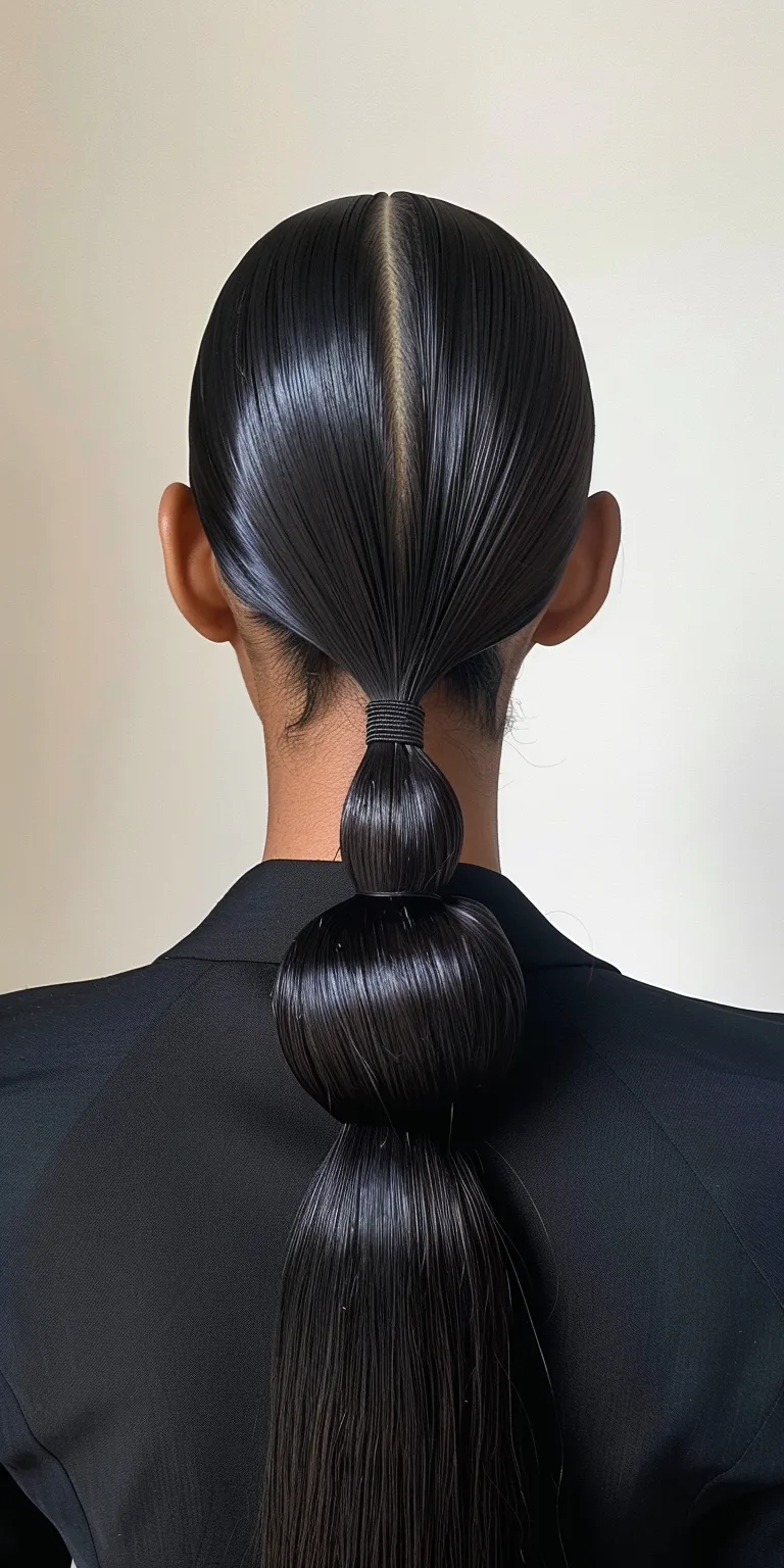 slick back ponytail French twist, Asymmetric cut, Chignon, Updo, Ballerina bun