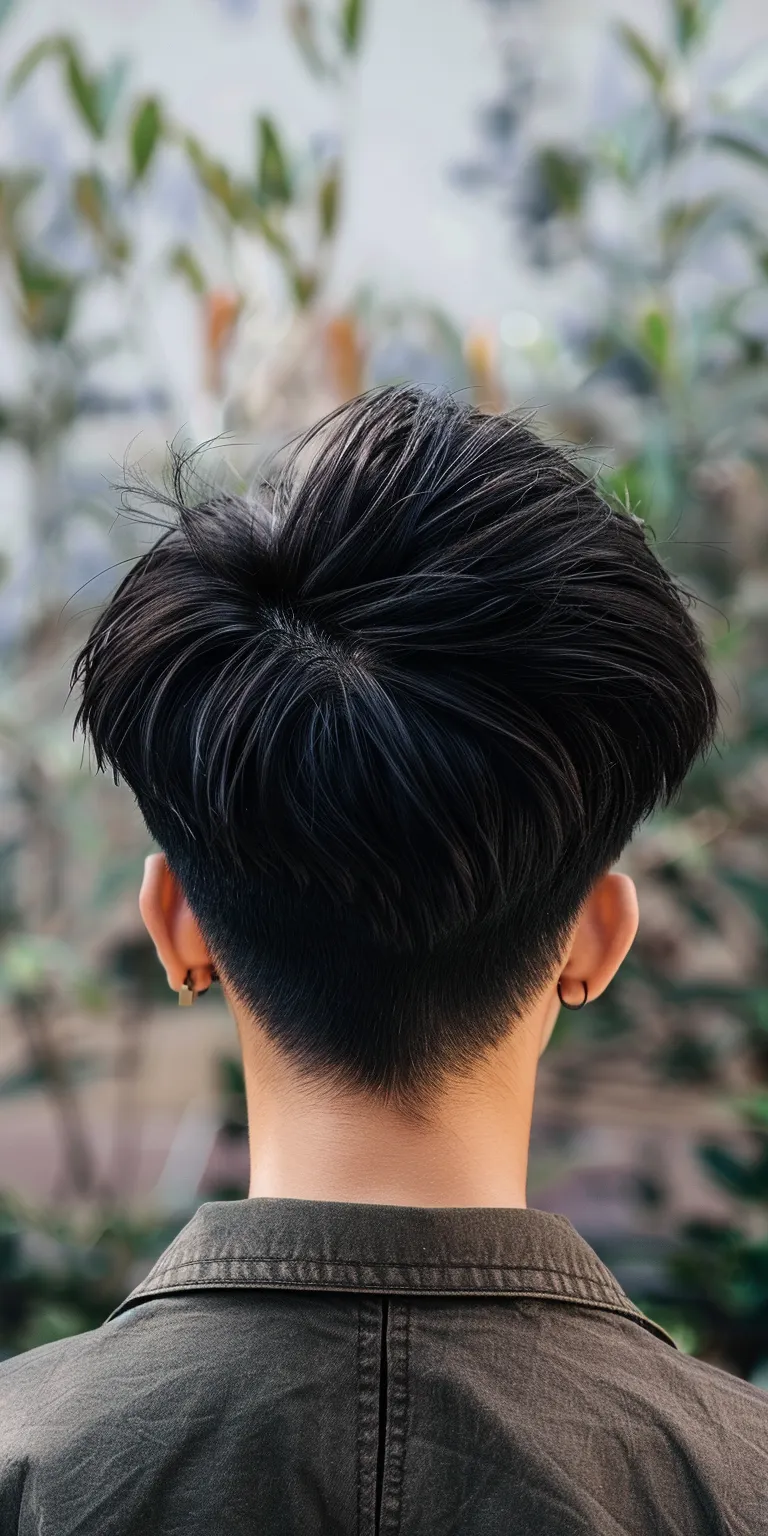 hairstyle for square face Pompadour, Asymmetric cut, Short brush French twist, Japanese women's hairstyles