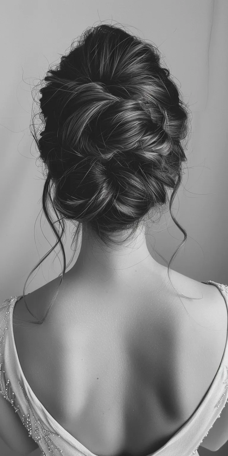 bridal bun hairstyle Chignon, Updo, Ballerina bun, Milkmaid braid, French braid