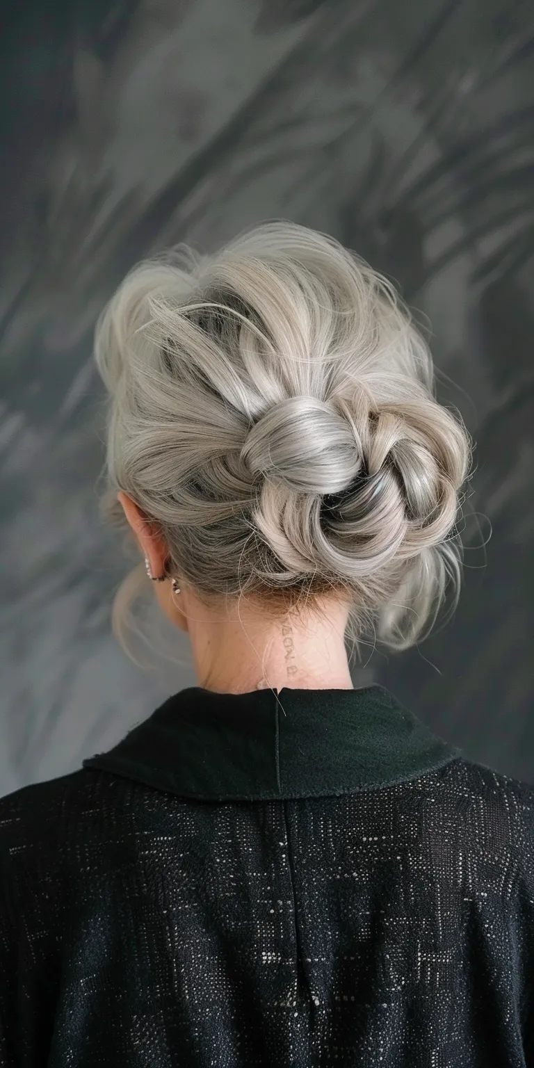 hair styles for over 60s Updo, Chignon, French twist, Milkmaid braid, Pompadour