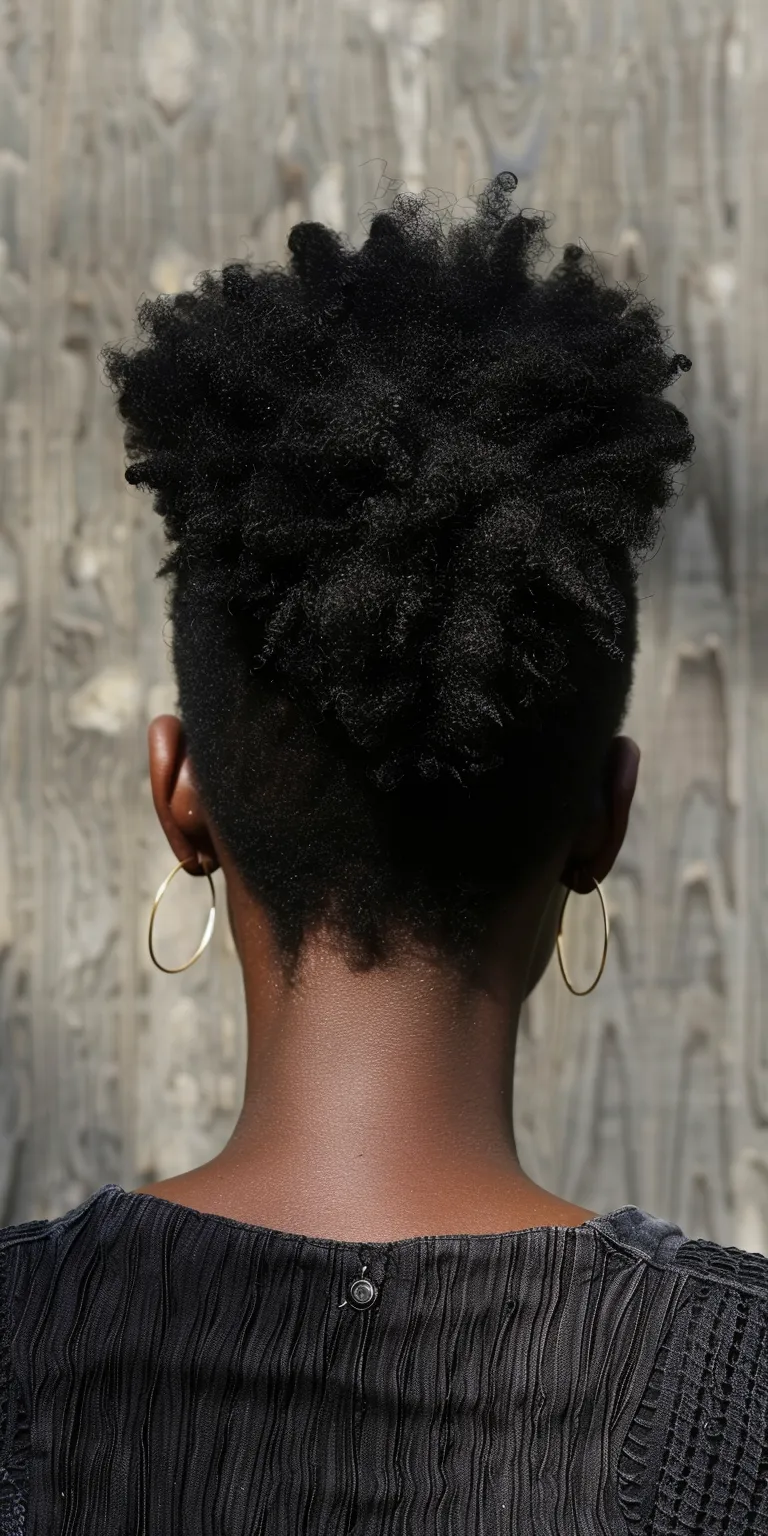 short natural haircuts for black females Kinky hair, Afro puffs, French twist, Asymmetric cut, Pompadour