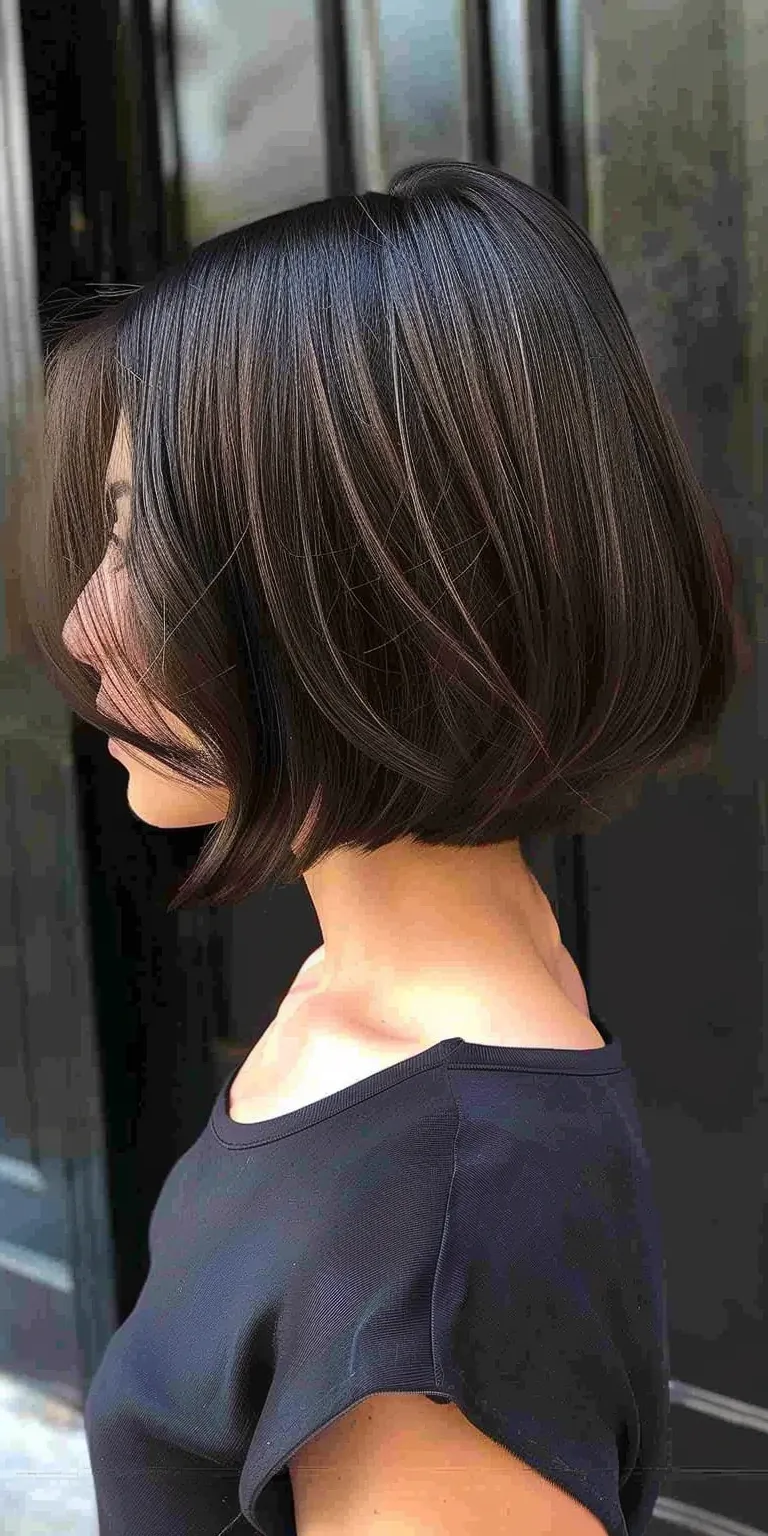 bob hairstyles with fringe Asymmetric cut, Bob Short brush Layered hair, Professional cut