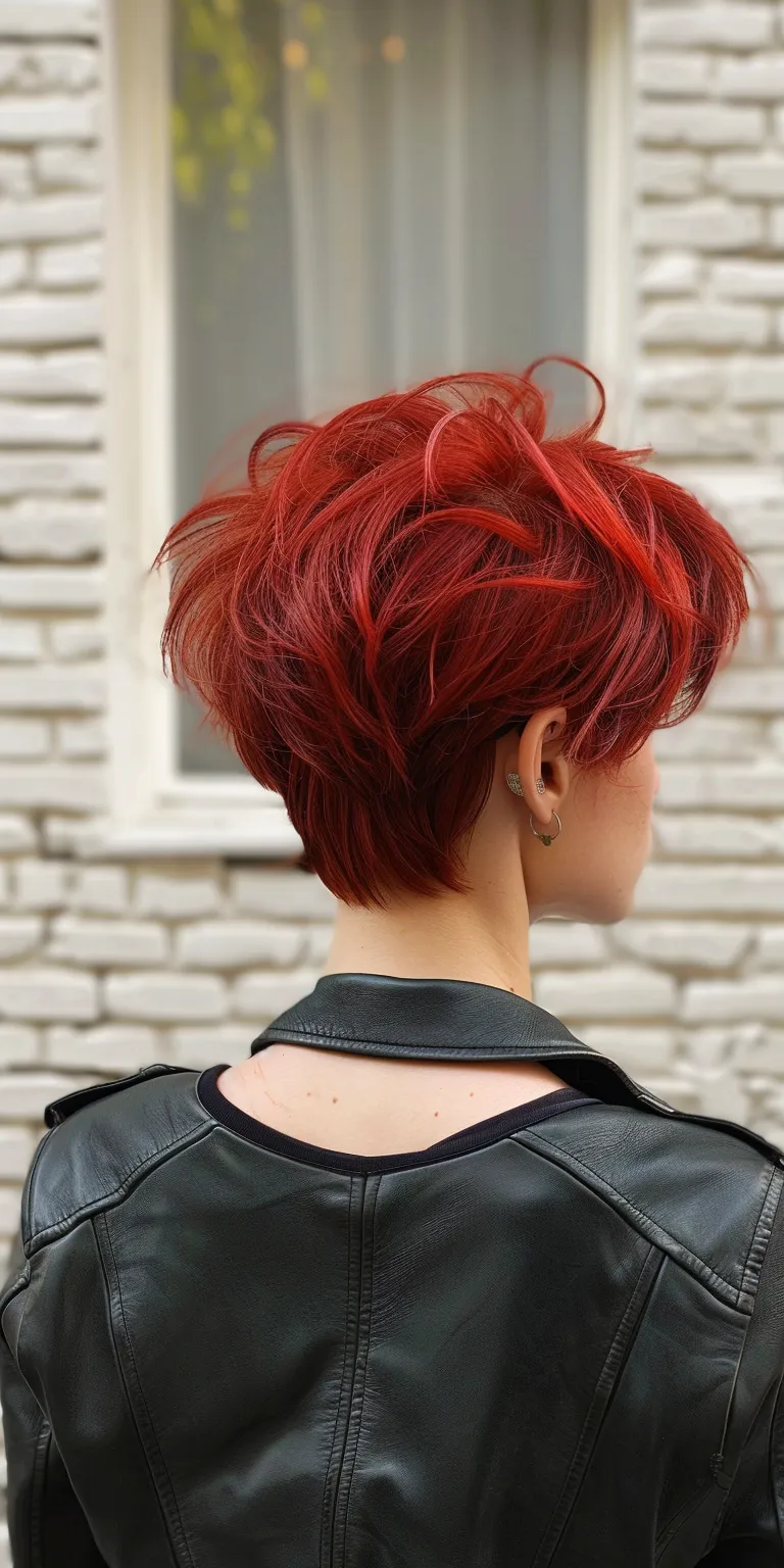 short red hair styles Asymmetric cut, Updo, Pompadour, Feathered hair, Japanese women's hairstyles