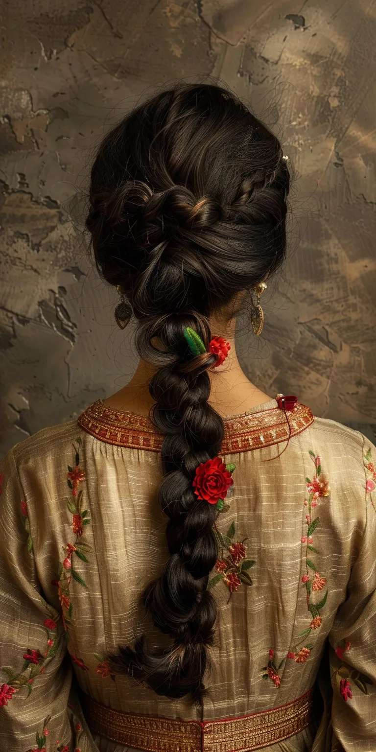 chola hairstyles Milkmaid braid, Historical Christian hairstyles, Updo, French twist, Japanese women's