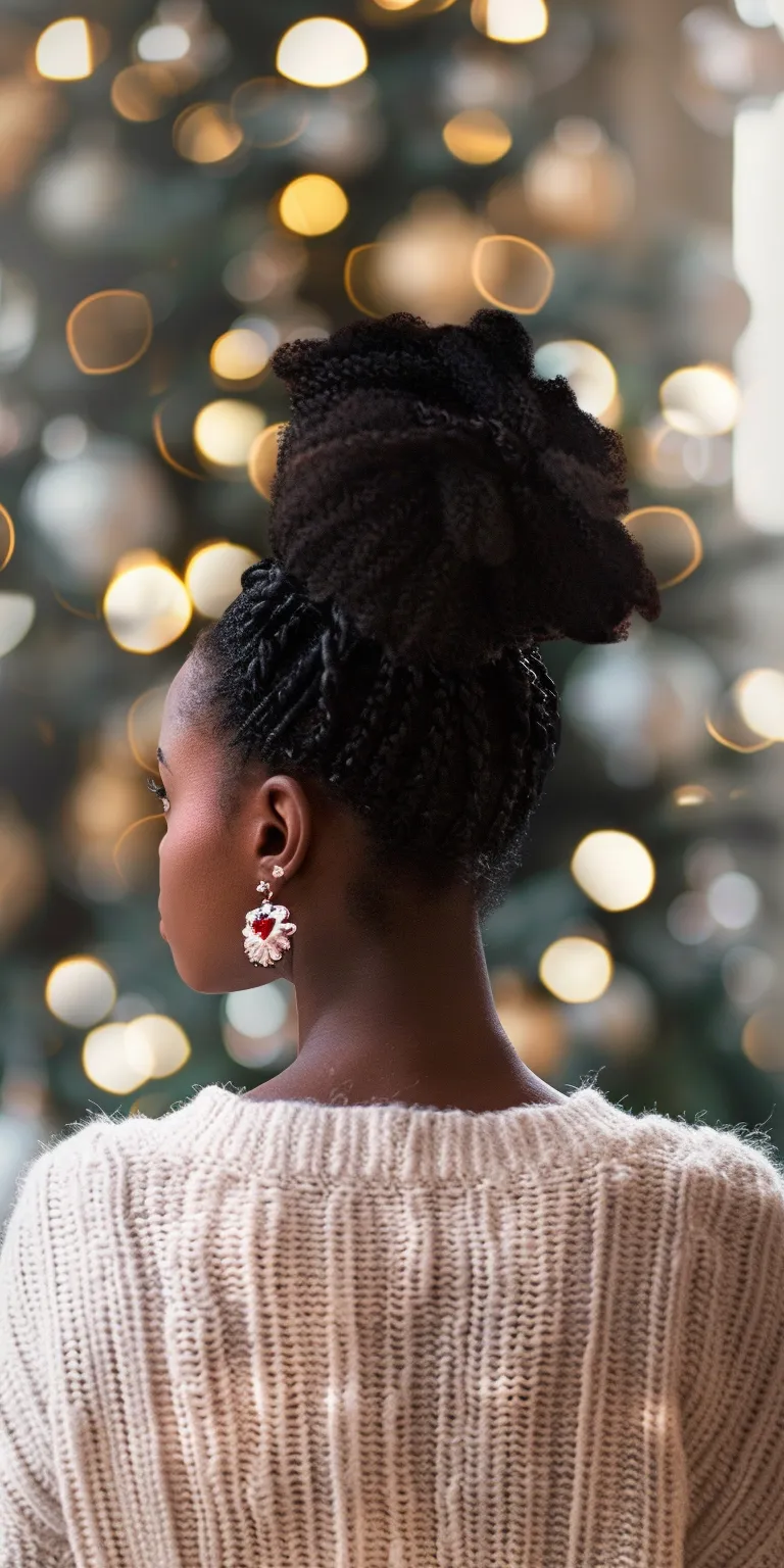 christmas hairstyles Afro puffs, Chignon, Updo, Historical Christian hairstyles, Hair twists