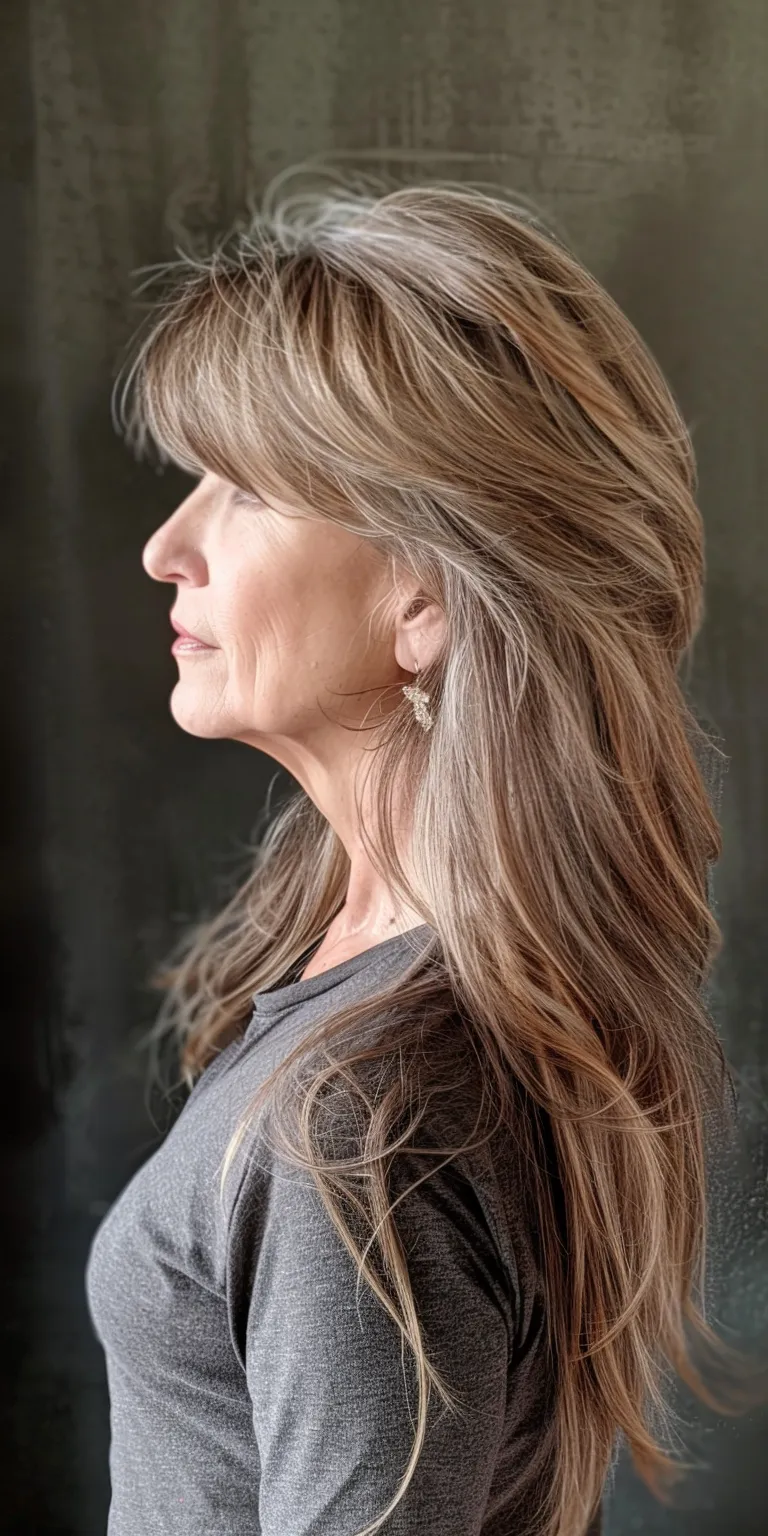 long hairstyles for women over 50 Layered hair, Historical Christian hairstyles, Digital perm, Asymmetric cut, Long hair