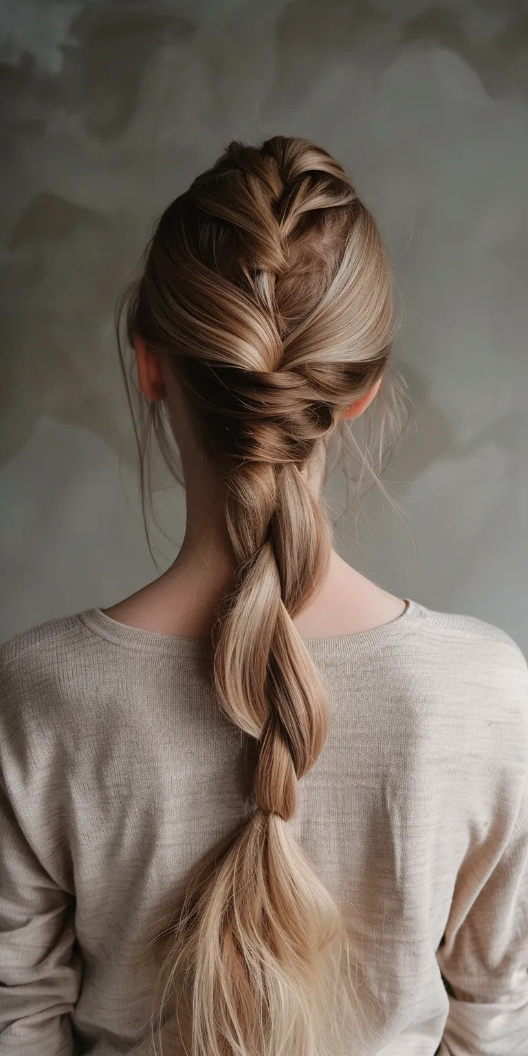 long ponytail French braid, Braid, Waterfall braids, Boho twist