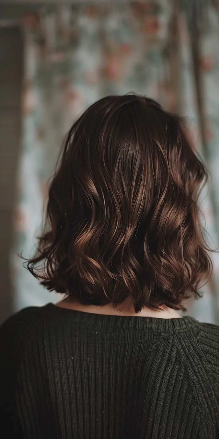 mid length hairstyles Layered hair, Bob cut, Ringlets, Digital perm, Asymmetric cut