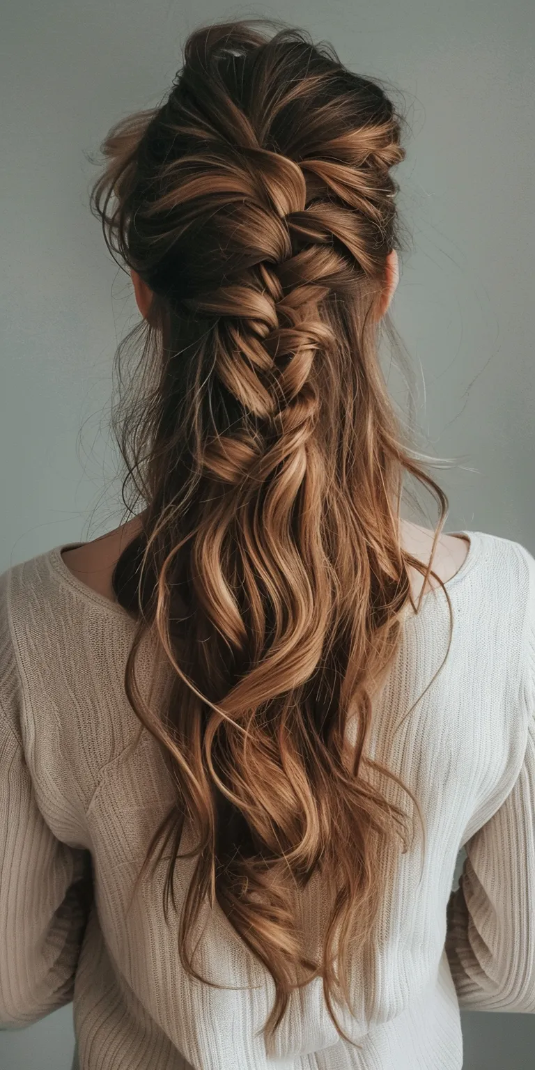 easy hairstyles for long hair Waterfall braids, Boho French braid, Braid, Updo